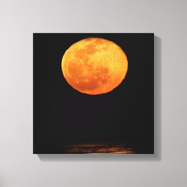 Huge Full Moon | South Padre Island, Texas Canvas Print (Front)