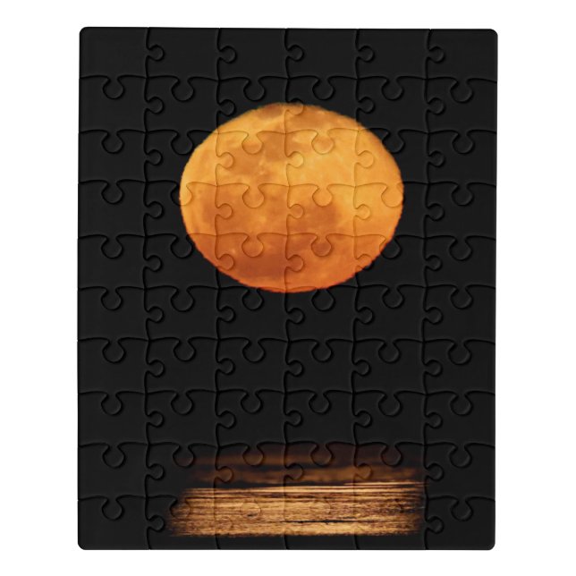 Huge Full Moon | South Padre Island, Texas Jigsaw Puzzle (Puzzle Vertical)