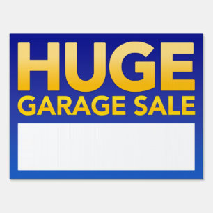 "Huge Garage Sale" Bold Blue and Gold Sign 