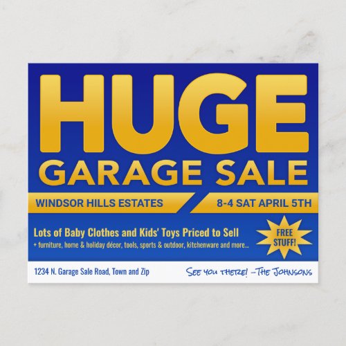 Huge Garage Sale _ Postcard