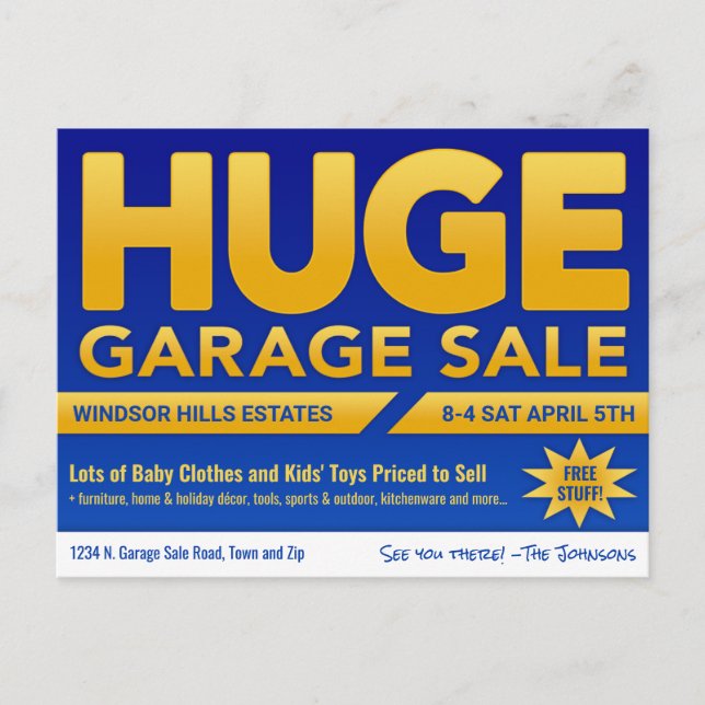 Huge Garage Sale - Postcard (Front)