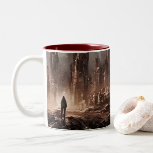 Huge Ghost City  Post_Apocalyptic World Two_Tone Coffee Mug