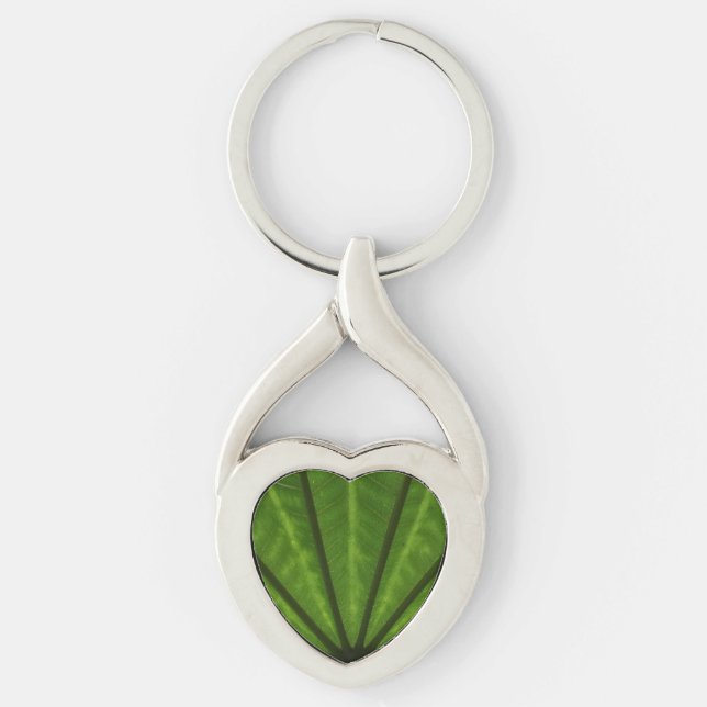 Huge Green Leaf Heart Keychain (Front)