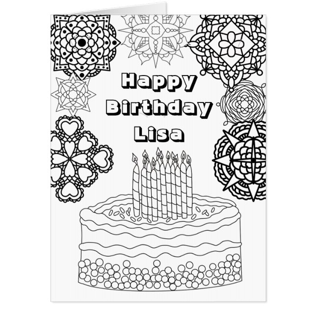 Huge Happy Birthday Adult Coloring  Card (Front)