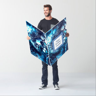 Huge Happy Birthday Personalized Blue Abstract     Card