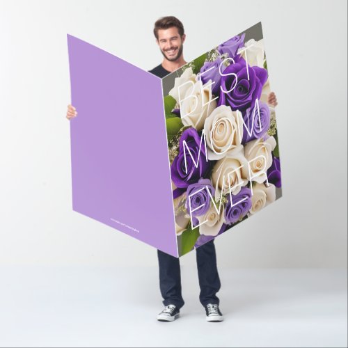 Huge Happy Mothers Day Card Purple Roses Floral