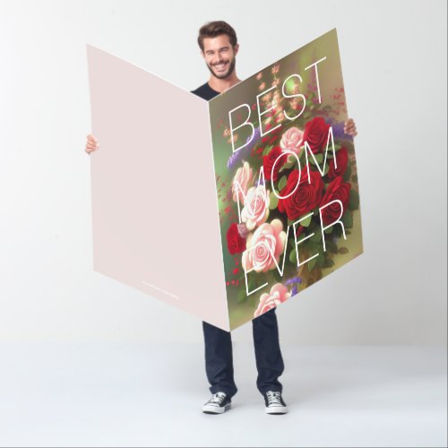 Huge Happy Mothers Day Card Red Pink Roses Floral