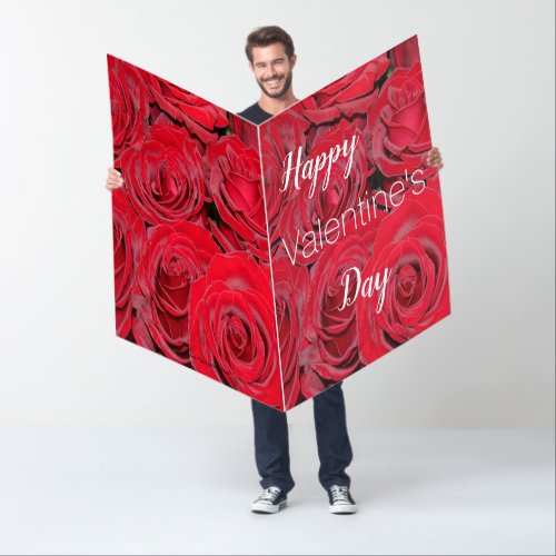 Huge Happy Valentines Day Card Red Roses Floral