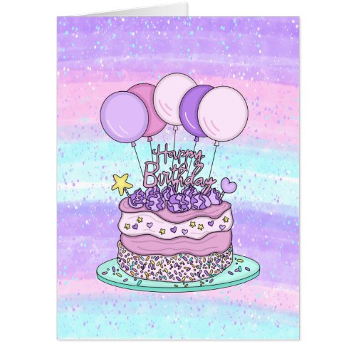 Huge Jumbo_Sized Pink and Purple Birthday Card