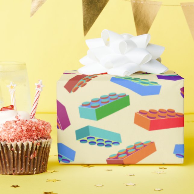Huge kids’ building blocks pattern wrapping paper (Birthday Party)