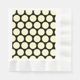 Huge Lemon Yellow Polka Dots on Black Napkins