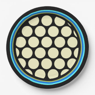 Huge Lemon Yellow Polka Dots on Black Paper Plates