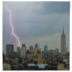 Huge Lightning Strike Over Midtown NYC Skyline Cloth Napkin