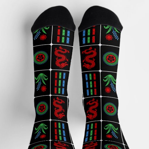 Huge Mahjong Tiles #4 Red Green Blue Black Socks