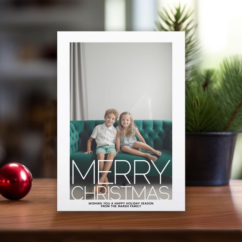 Huge Merry Christmas _ Blue Green Watercolor Back Holiday Card