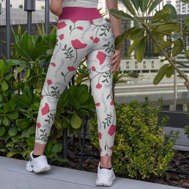 Huge Modern Watercolor Red Flowers with Leave  Capri Leggings (Creator Uploaded)