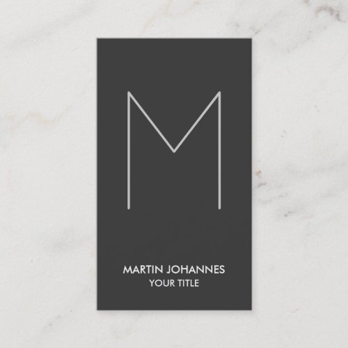 Huge Monogram Vertical Grey Business Card