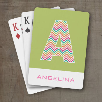 Huge Monogram With Colorful Chevrons Letter A Playing Cards by MyGiftShop at Zazzle