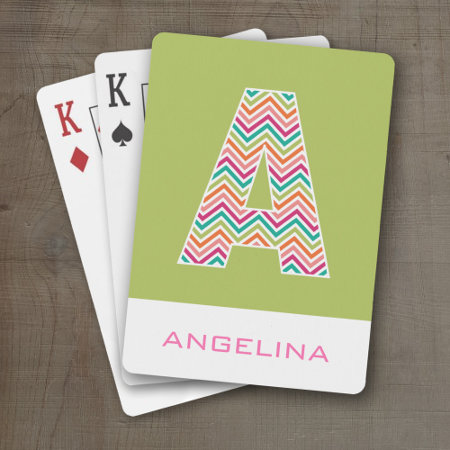 Huge Monogram With Colorful Chevrons Letter A Playing Cards