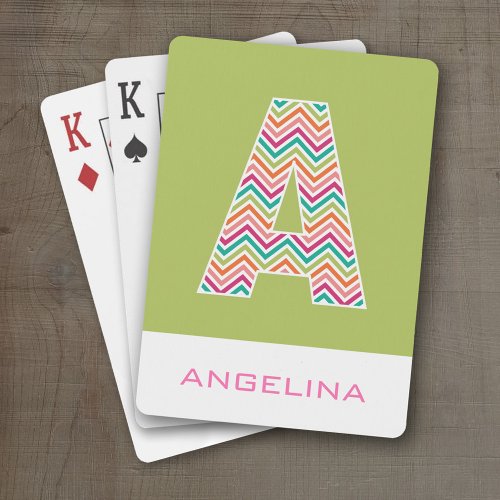 Huge Monogram with Colorful Chevrons Letter A Poker Cards