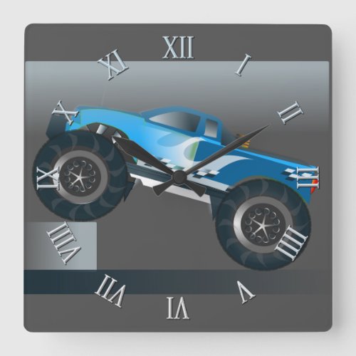 Huge Monster Truck Speedway_lover Design Square Wall Clock