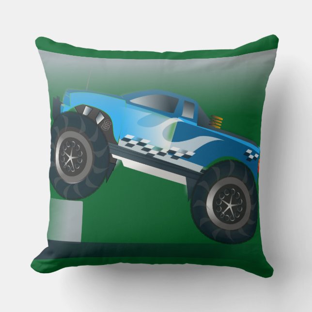 Huge Monster Truck Speedway-lover Design Throw Pillow (Front)