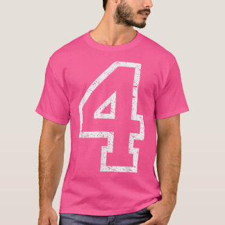 Huge Number 4 Four  Distressed Collegiate Style  T T-Shirt
