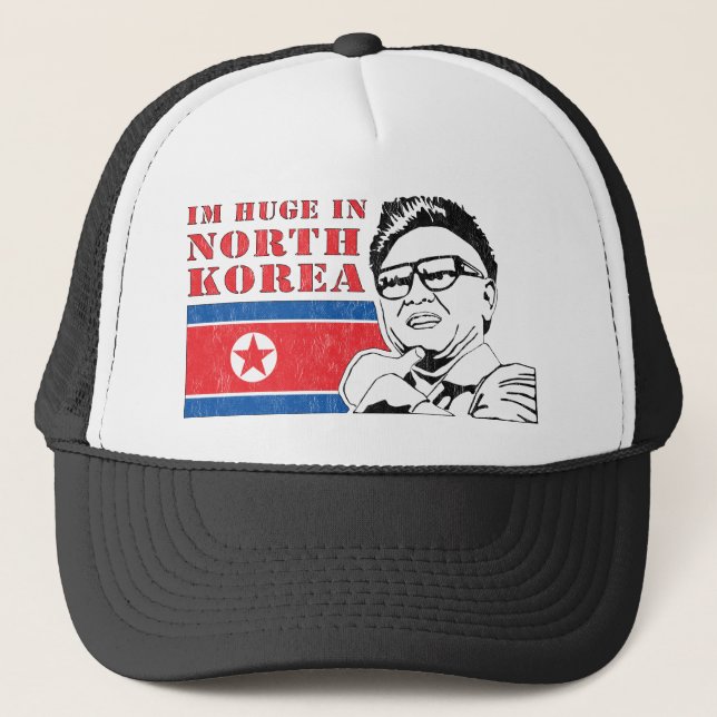 huge only in north korea - kim jong il trucker hat (Front)