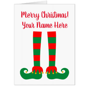 Huge oversized Christmas card with funny elf feet