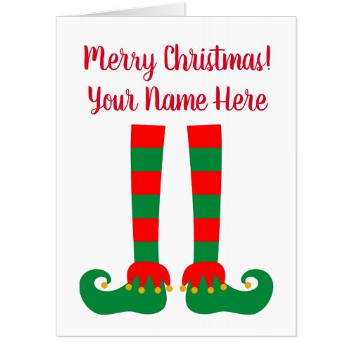 Huge oversized Christmas card with funny elf feet
