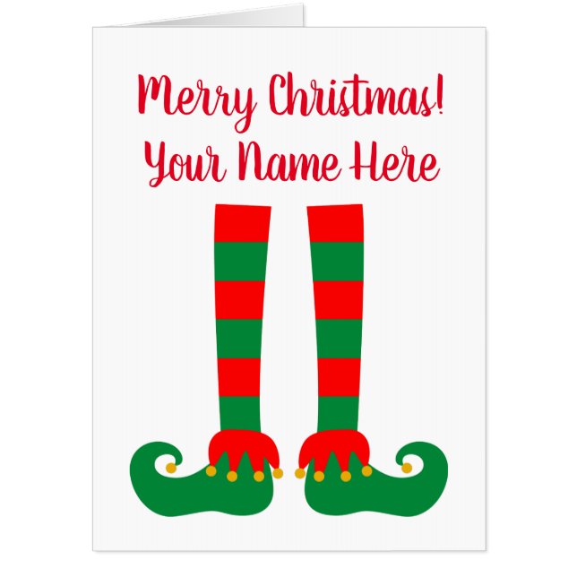 Huge oversized Christmas card with funny elf feet (Front)