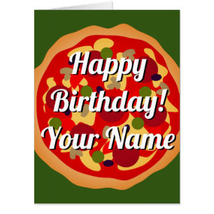 Huge oversized pepperoni pizza funny Birthday card