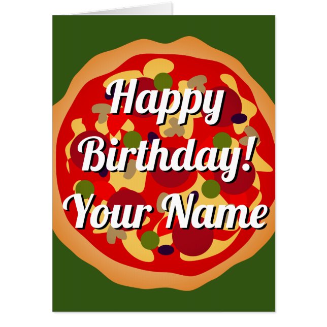 Huge oversized pepperoni pizza funny Birthday card (Front)