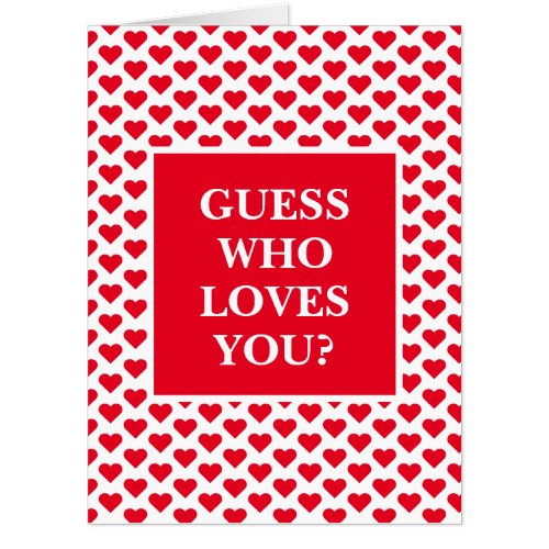 Huge oversized Valentines Day card with hearts