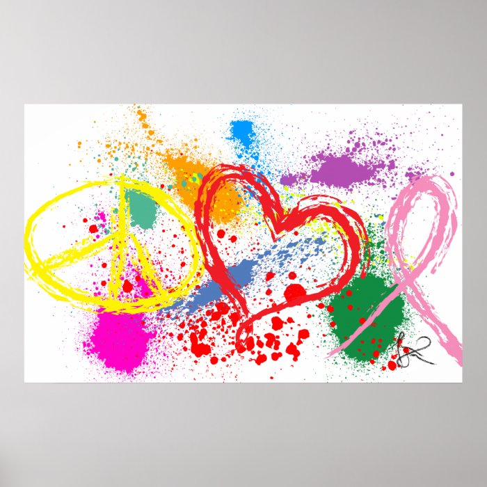 "Huge" Peace Love Hope Paint Splatter Print