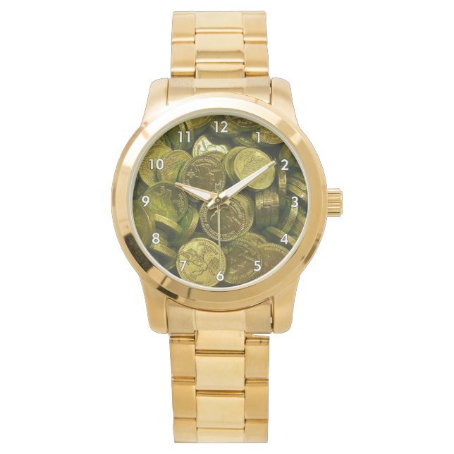 Huge Pile of Chocolate Filled Gold Coins Watch (Front)