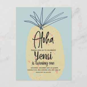 Huge Pineapple Art Birthday Tropical Summer Aloha Postcard
