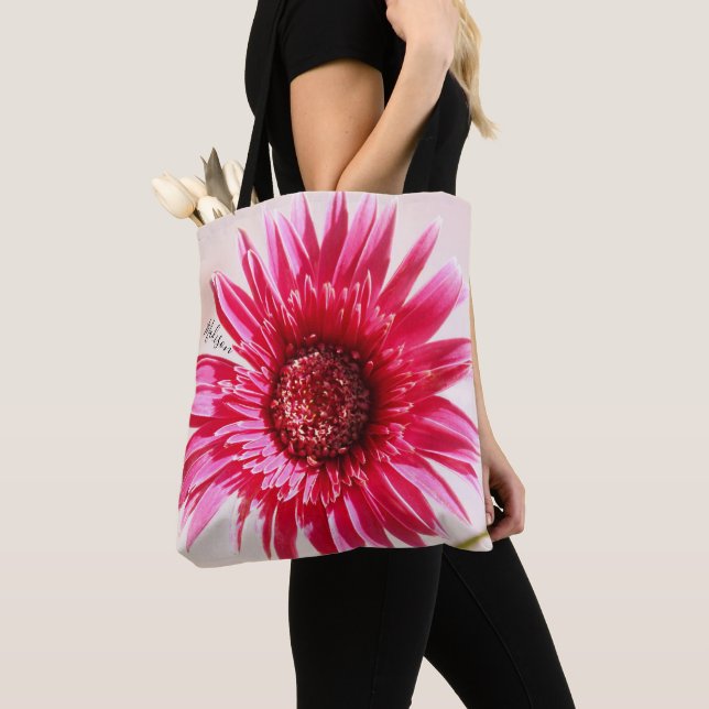 Huge Pink Daisy Bloom, personalized Tote Bag (Close Up)