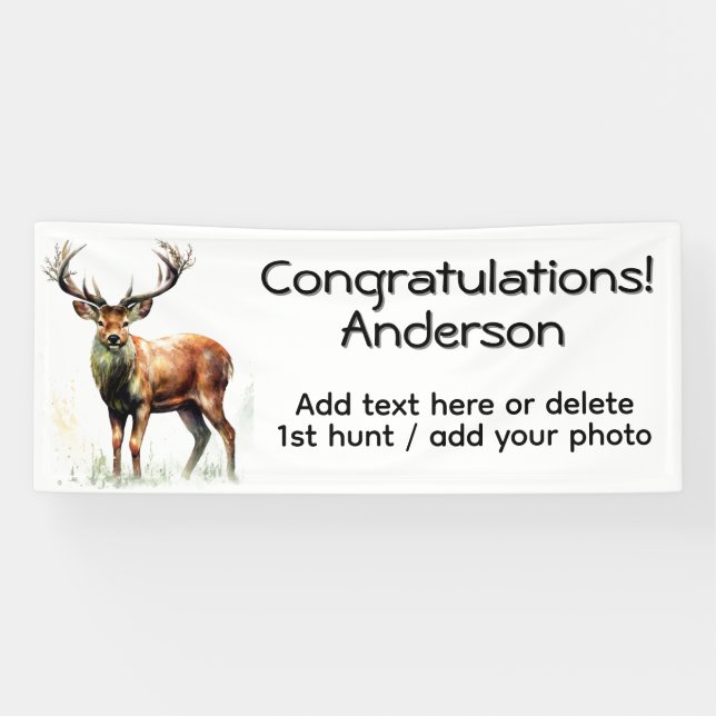 Huge Racked Deer Add Photo Custom Text Banner (Horizontal)