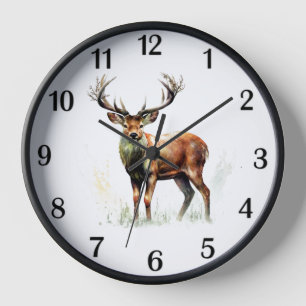 Huge Racked Deer Black Numbers Clock