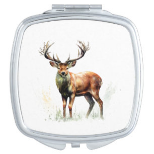 Huge Racked Deer Compact Mirror