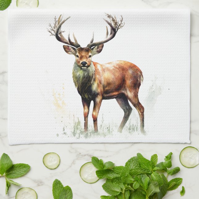 Huge Racked Deer  Kitchen Towel (Folded)