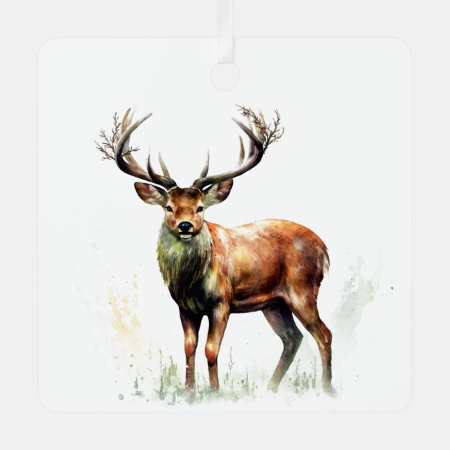 Huge Racked Deer  Metal Ornament (Front)