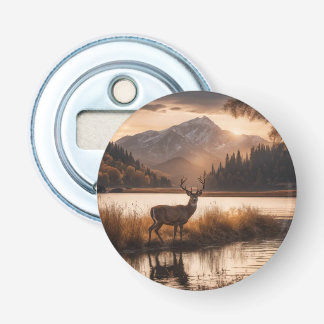 Huge Racked Deer on Mountain Lake Bottle Opener
