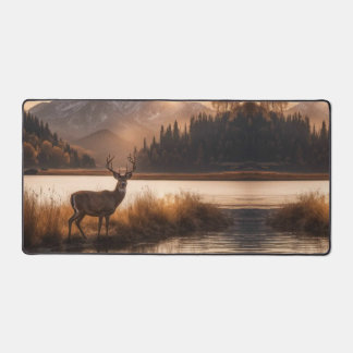 Huge Racked Deer on Mountain Lake Desk Mat