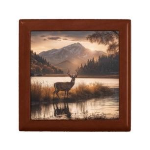 Huge Racked Deer on Mountain Lake Gift Box