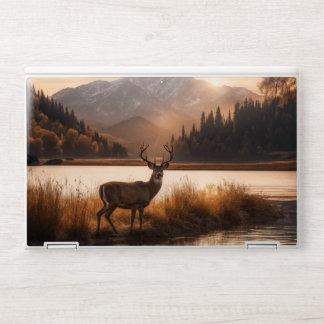 Huge Racked Deer on Mountain Lake HP Laptop Skin
