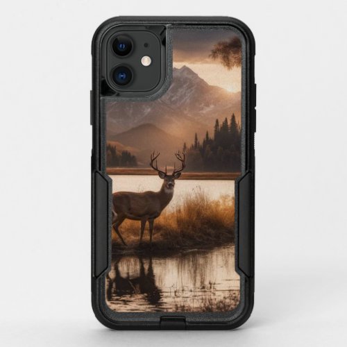 Huge Racked Deer on Mountain Lake OtterBox Commuter iPhone 11 Case