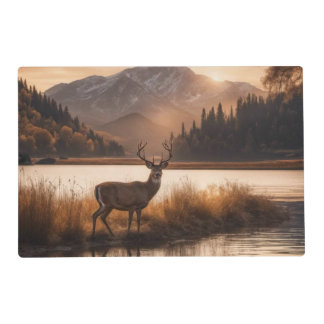 Huge Racked Deer on Mountain Lake Placemat