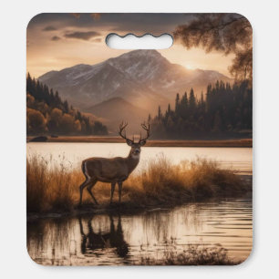 Huge Racked Deer on Mountain Lake Seat Cushion